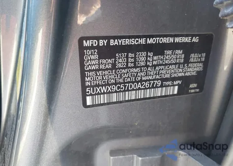 2013 BMW X3 xDrive28I из США, поврежденный, VIN 5UXWX9C57D0A26779